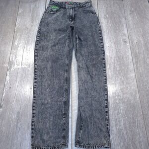 Empyre Tori Jeans Womens 2 Black Grey Acid Wash High Waisted Straight Leg Denim